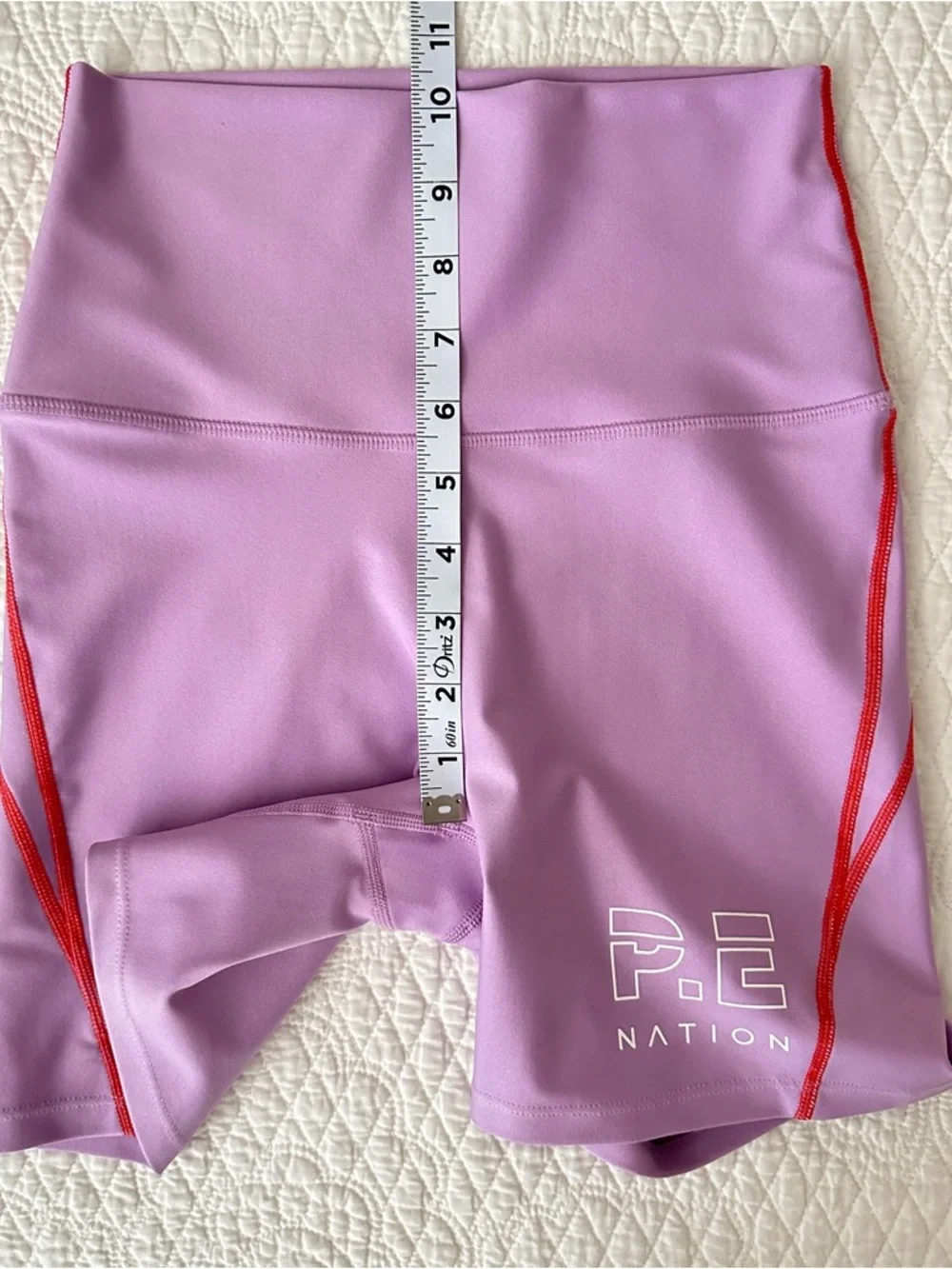P.E Nation Lavender 5” Bike Shorts with Red Contrast Trim